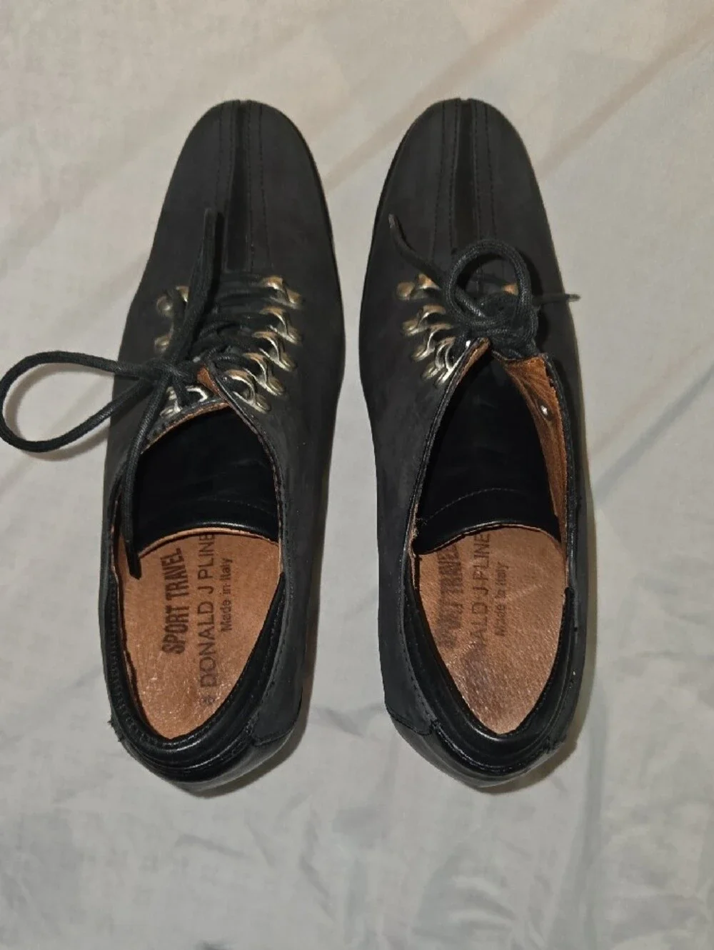Donald J. Pilner Women's Brushed Black Leather Lace-Up Heels